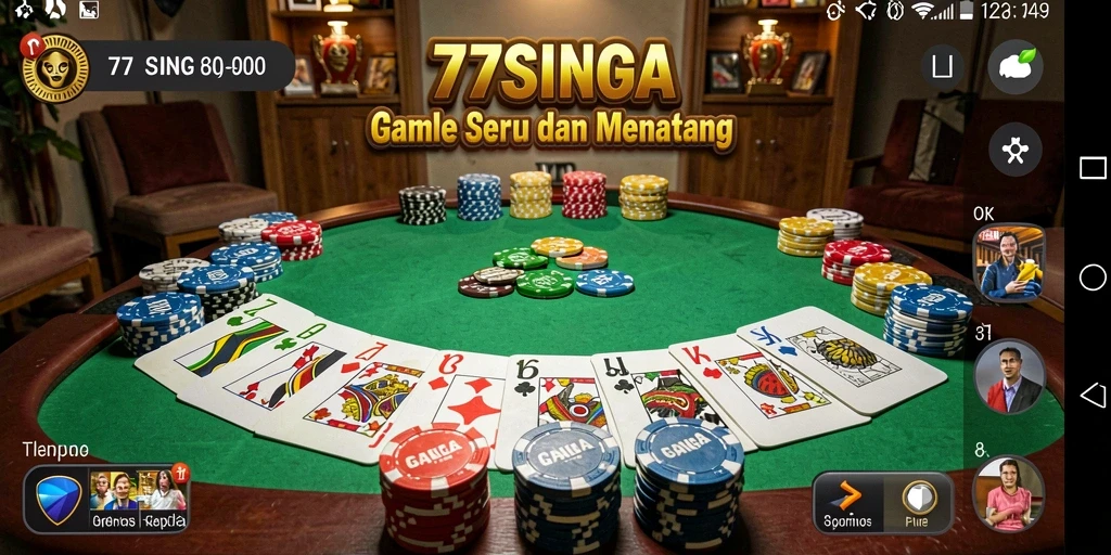 Tampilan gameplay Gaple di 77SINGA yang menegangkan dan seru.