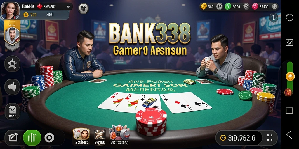 Tampilan layar permainan Poker di BANK338 yang penuh aksi.