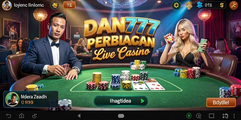 Screenshot gameplay DAN777 menampilkan dealer langsung dan interaksi pemain.