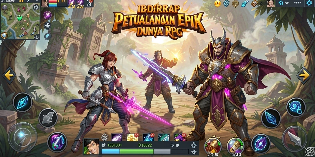 Screenshot gameplay menampilkan pertarungan seru dalam game RPG.