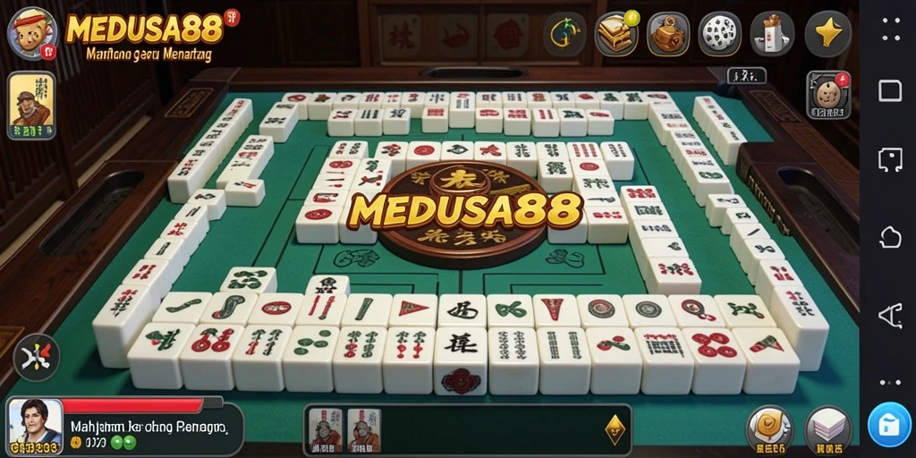 Tampilan gameplay seru dalam MEDUSA88 dengan antarmuka Mahjong yang menarik.