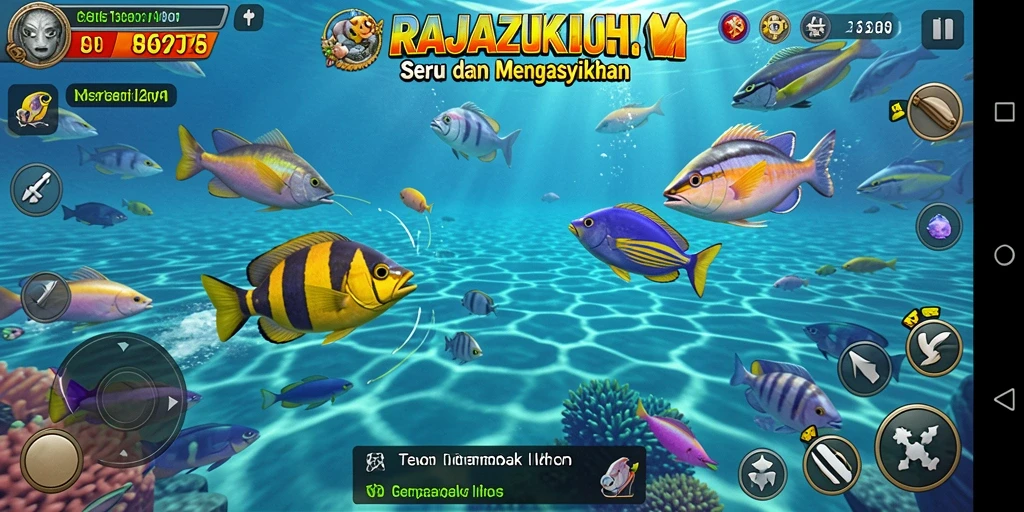 Tampilan menarik dari gameplay RAJAZEUS saat menembak ikan.