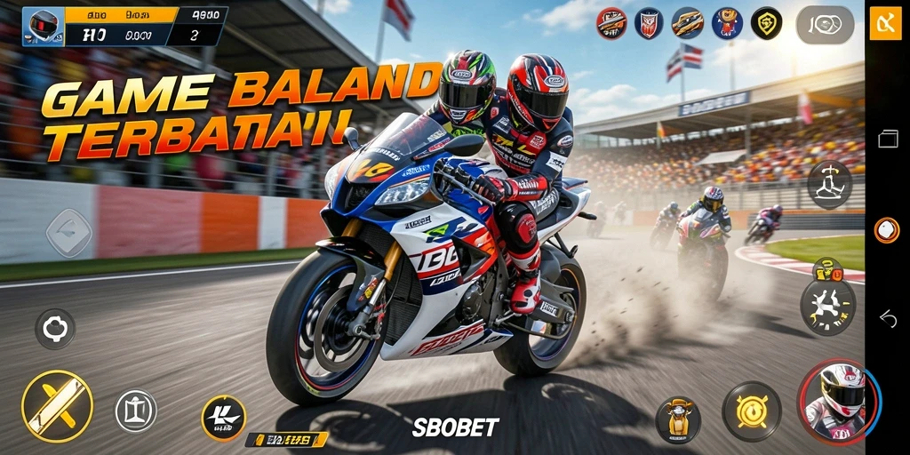 Screenshot dari gameplay balap motor yang intens dan mendebarkan.