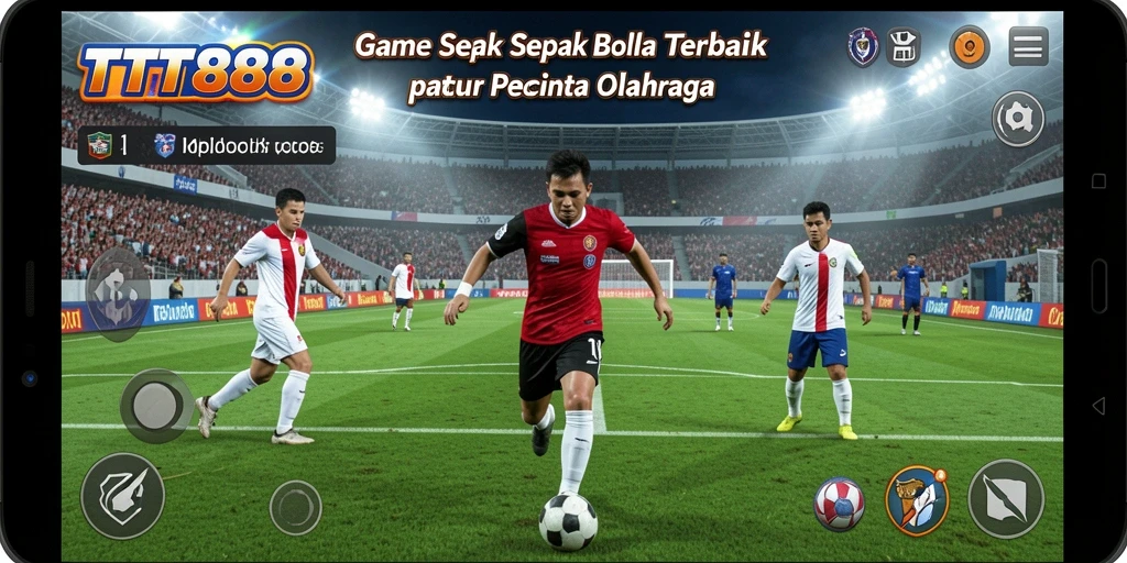 Screenshot menampilkan aksi seru permainan sepak bola dalam TTT888.