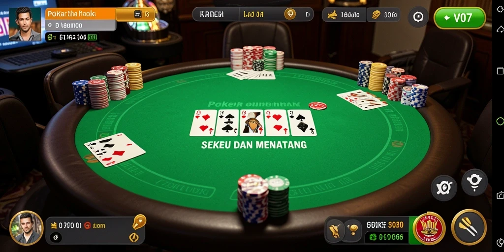 Screenshoot gameplay V07 menunjukkan keseruan bermain Poker.